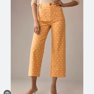 Maeve Anthropologie The Colette Cropped Wide Leg Pants 28 Gold (Orange)